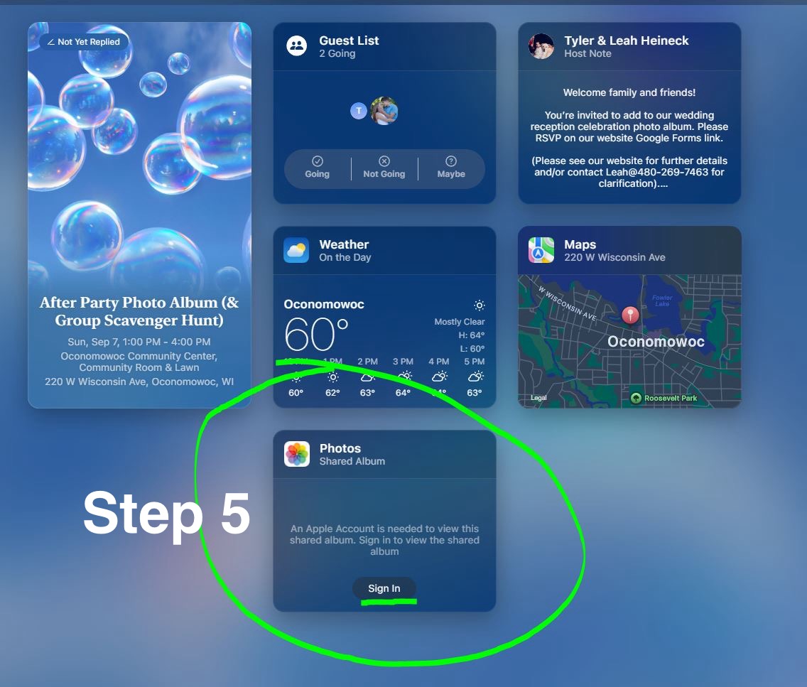 Step 5: If you have an Apple iphone, no other action is needed, skip to Step 11 or click "Join Album". Android/Google proceed to Step 6.